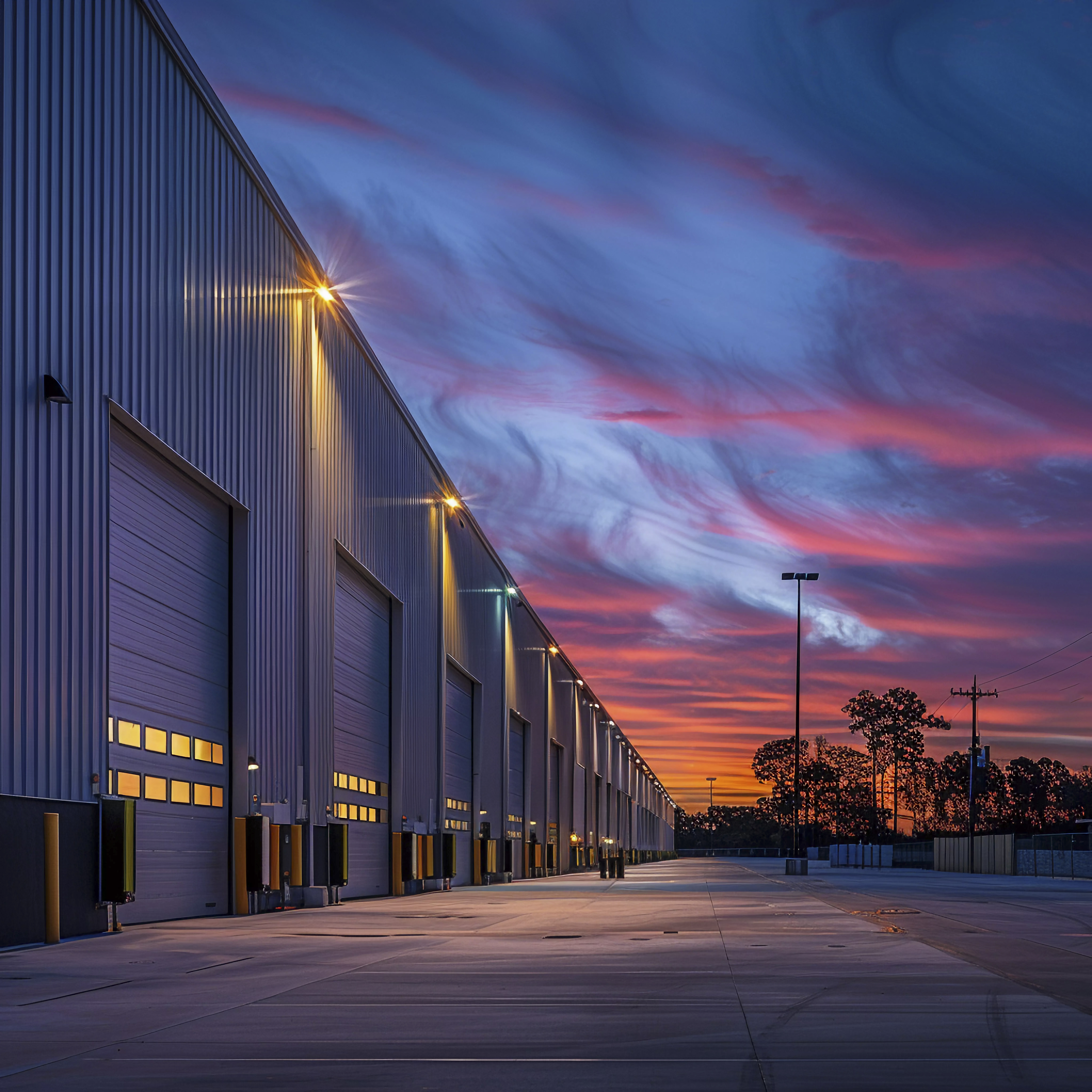 Warehouse interior with workers